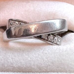 ✨ Vintage .925 Sterling Silver Double Eternity Band – Pave Crystal Sparkle! ✨
